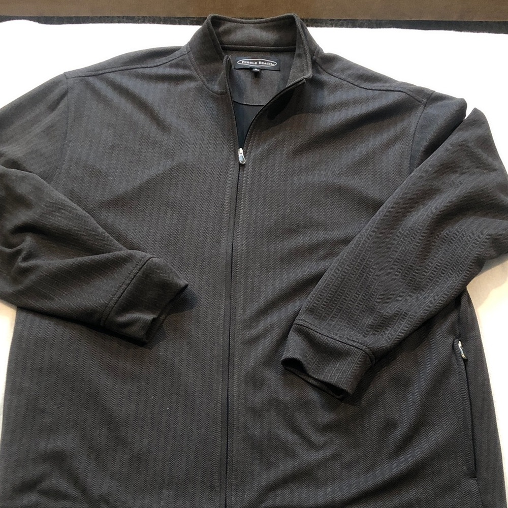 Pebble Beach Golf Charcoal Gray Adult XL Full Zip Ribbed Golf Sweater